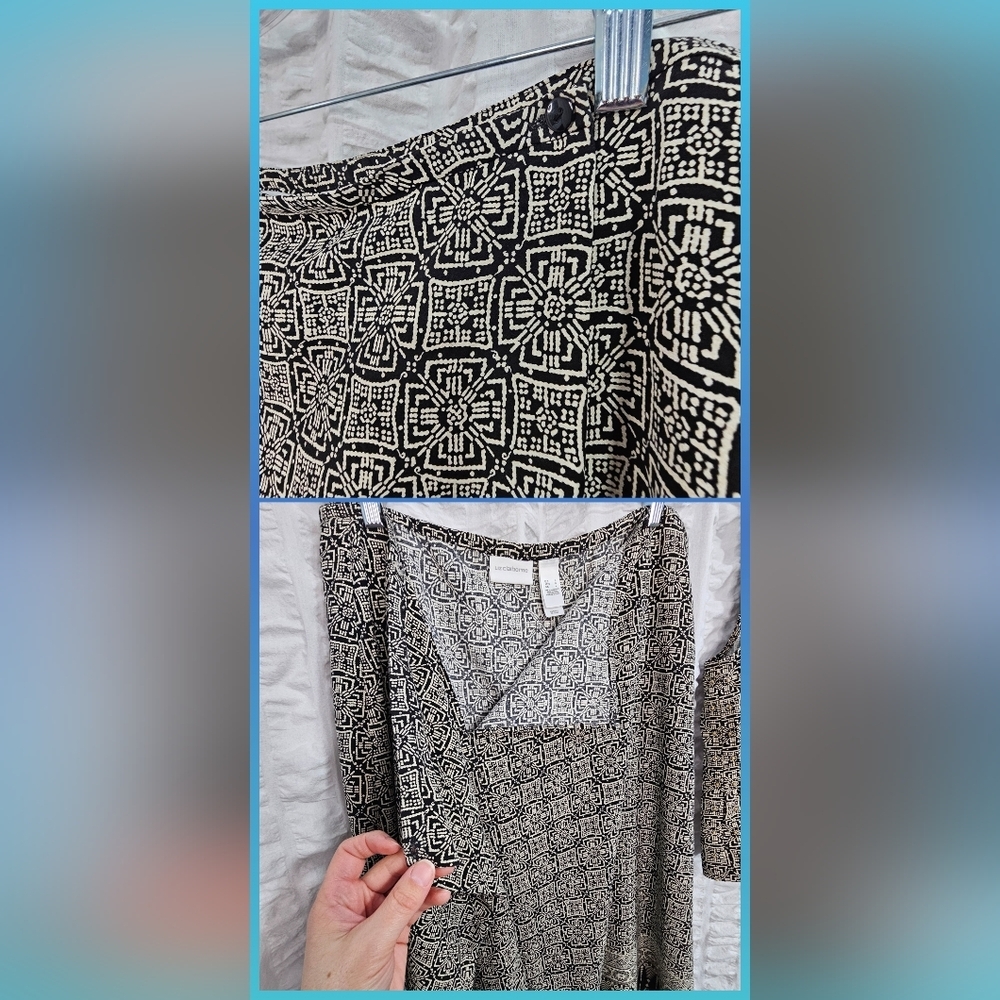 Liz Claiborne 100% Silk Matching Set Beaded Tank and Top Maxi Faux Wrap Skirt - Picture 8 of 16
